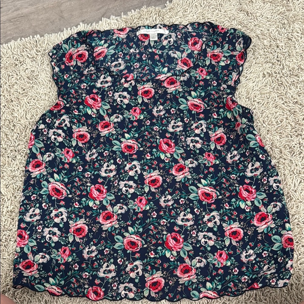 LC Lauren Conrad Blue Smocked Sleeveless Tank Top